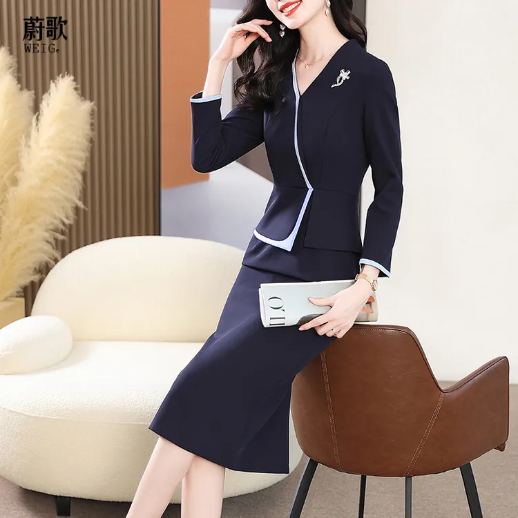 2025年新款长袖修身职业西服裙时尚气质秋季高端连衣裙1410