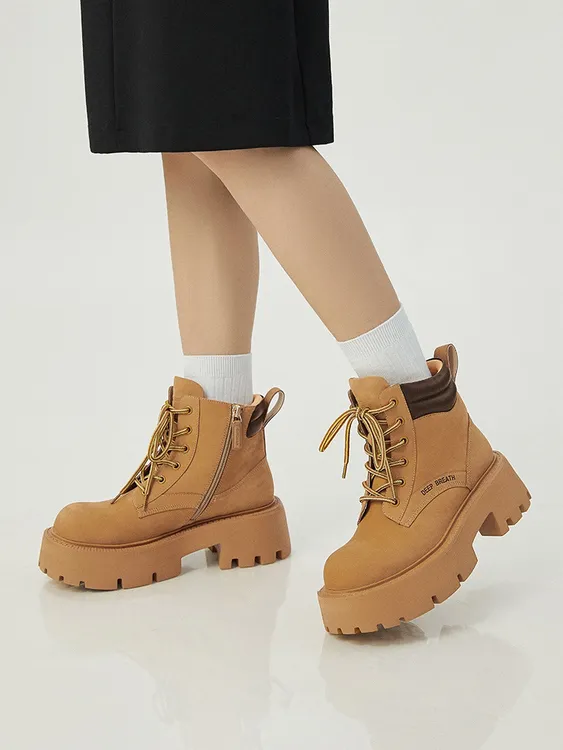 酷飒大黄靴时尚厚底增高轻盈马丁靴AX15206