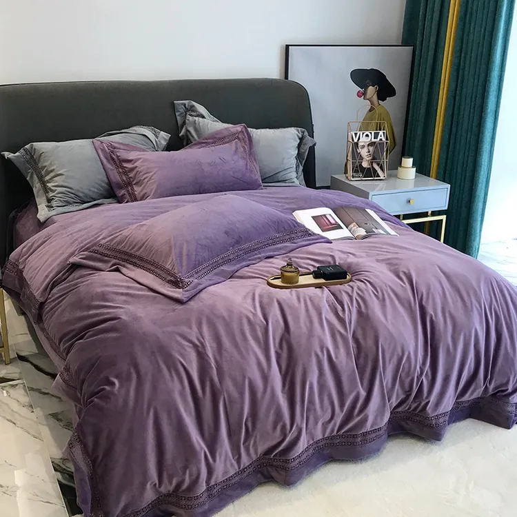 A类牛奶绒四件套珊瑚绒冬季加厚被套床单法兰绒2023新款床上用品4