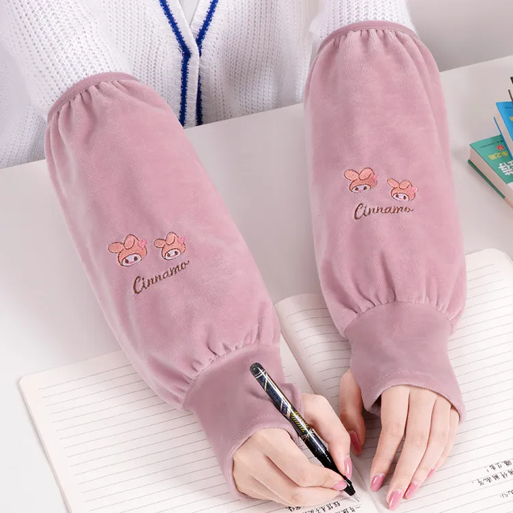 手袖可爱工作袖套手套二合一套袖女款长款秋冬季袖头大人防污护袖