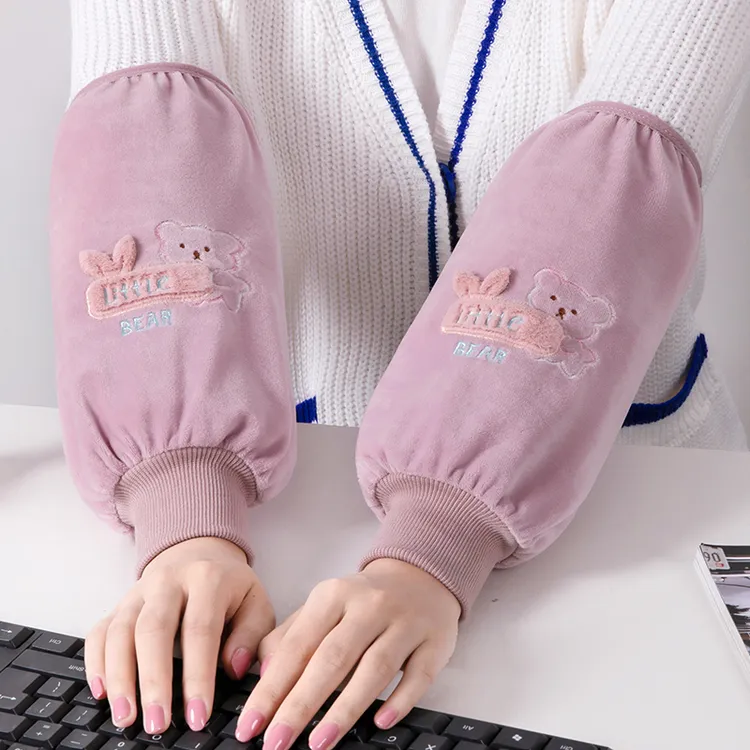 罗口防污袖套韩版套袖厨房防污长款护袖秋冬季女工作上班手袖防脏