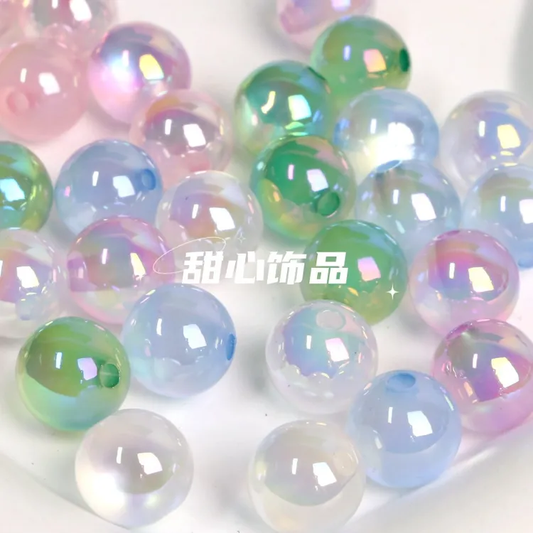 亚克力串珠月光猫眼石珠子diy手工海蓝宝手串手机链饰品配件散珠