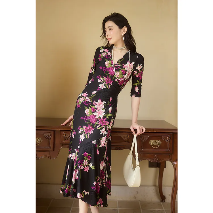 【日常新中式】|赫拉小姐|复古国风连衣裙裹身裙碎花气质包臀鱼尾裙