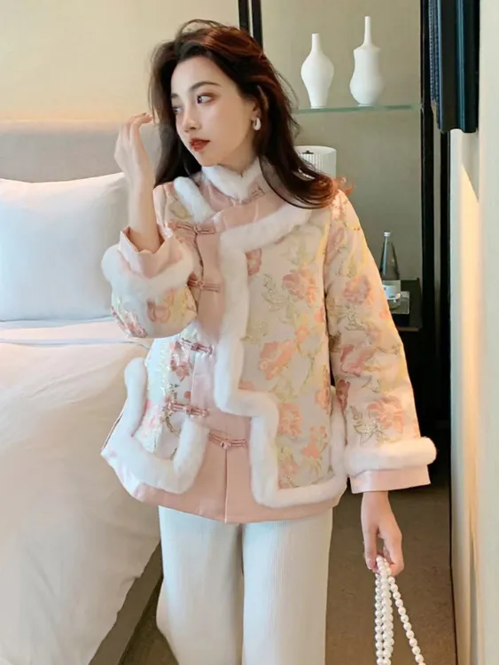 唐装女装中国风秋冬汉服棉衣新中式棉服加厚花棉袄旗袍外套女上衣