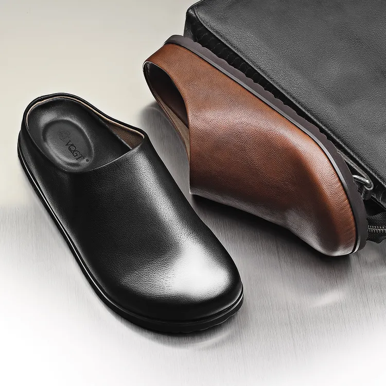 VQGT2024夏季新款拖鞋头层牛皮一字拖软底室外沙滩鞋包头拖男软底