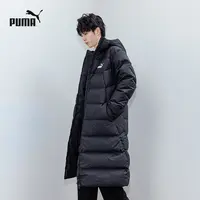 PUMA彪马长款羽绒服男装冬季新款黑色运动休闲保暖外套672435