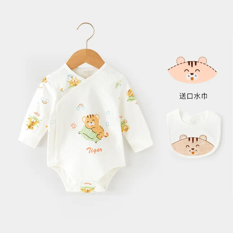 婴儿包屁衣春秋连体衣纯棉打底哈衣外出服新生儿衣服宝宝三角爬服