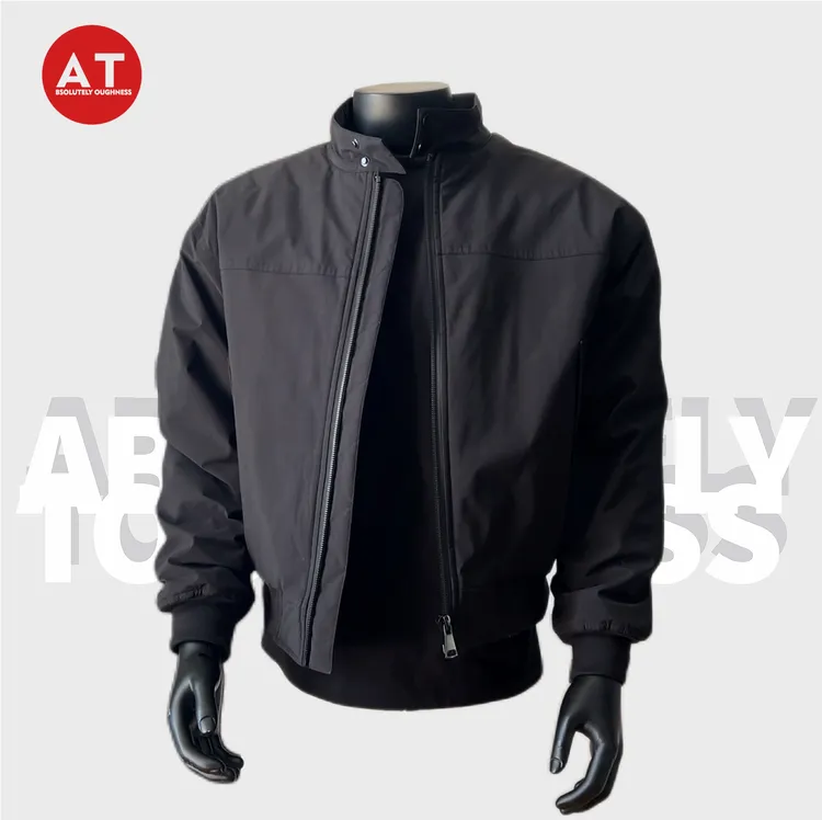 【AT】机车领Bomber短宽超防风轻量软壳夹棉保暖外套男士飞行夹克