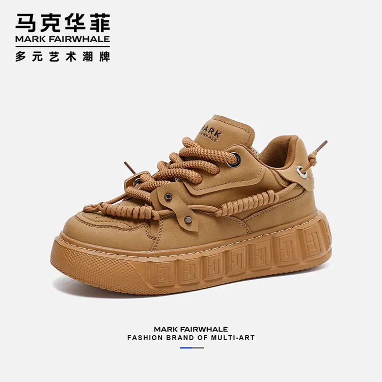 马克华菲男鞋2025秋季百搭时尚系带厚底板鞋运动低帮小众增高潮鞋