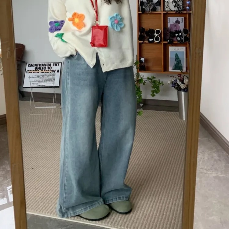 【鱼白专属】【运补-6-】百搭宽松显瘦遮胯牛仔裤 YF   1176