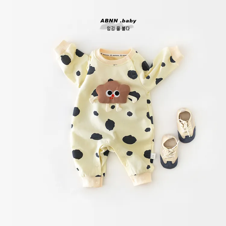 秋款春季连体衣棉质春秋宝宝满印点子韩版男儿童宝爬服秋季春季