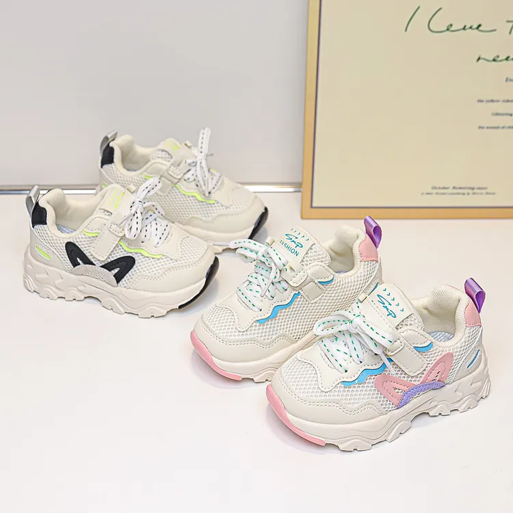 儿童鞋子春秋季女童潮款透气防滑跑步运动鞋时尚百搭软底脚感舒适