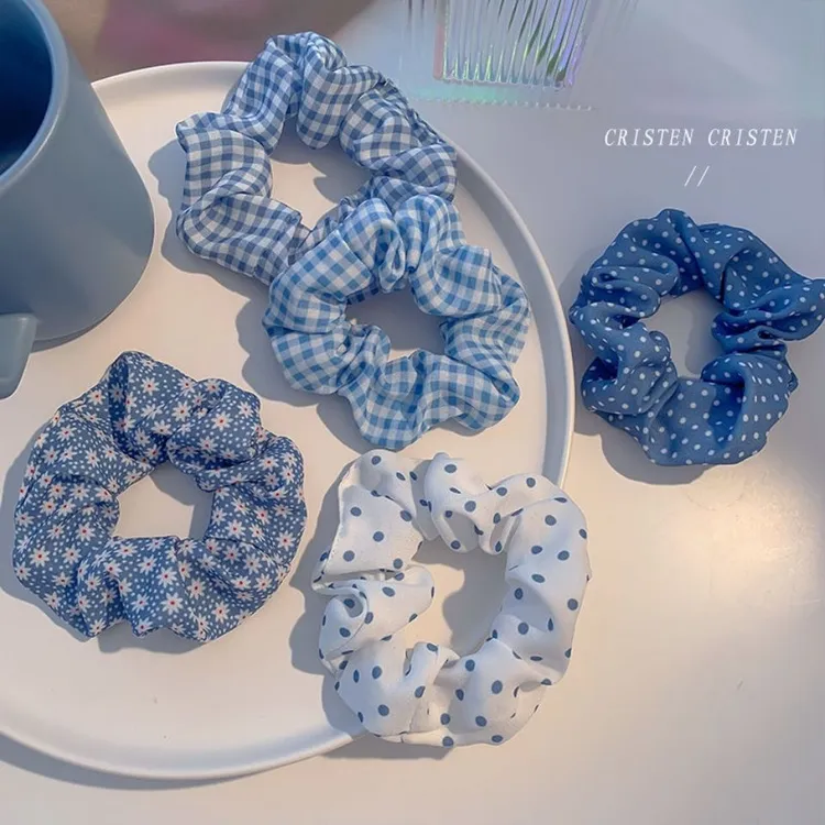 海的味道~蓝色系发绳甜美碎花波点大肠发圈ins学生韩版肥肠皮筋