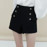 【千颂妮专享】Caroline秋季双排扣肌理高腰A字毛短裤ECRCCA86