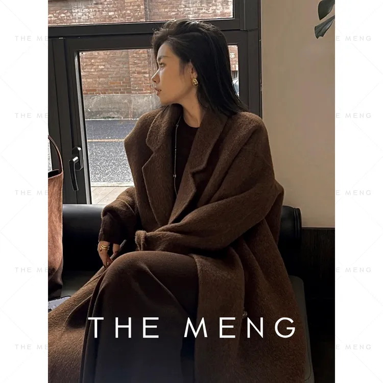 THE MENG【首尔】极细绵羊毛骆驼绒桑蚕丝设计师款毛呢大衣#WZ9817