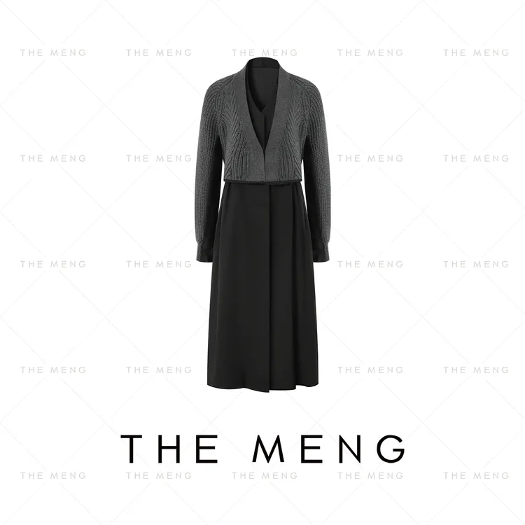 THE MENG【绮丽】法式慵懒假两件撞色连衣裙#1045