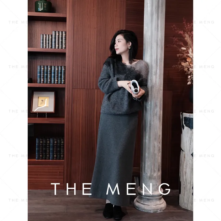 THE MENG【梦境】醋酸绵羊毛纯色修身显瘦半身裙#M243Q0138