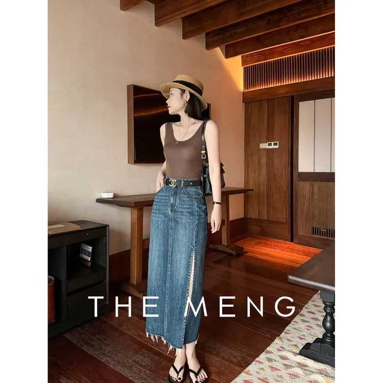 THE MENG【执念】100棉质丹宁牛仔休闲半身裙#M242Q039