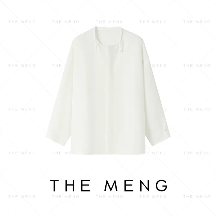 THE MENG【炽热】纯色圆领盘扣长袖衬衫#M241B022