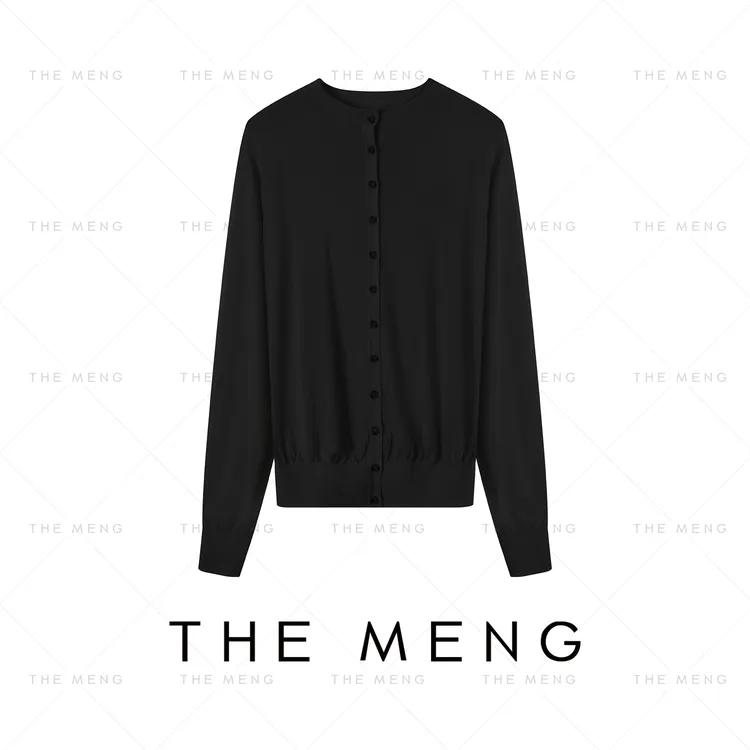 THE MENG【万能搭】100绵羊毛极简通勤长袖纯色针织开衫#M243E0154