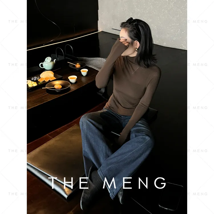 THE MENG【素韵】精纺扬子纱弹力塑身高领基础款打底衫#M234C027