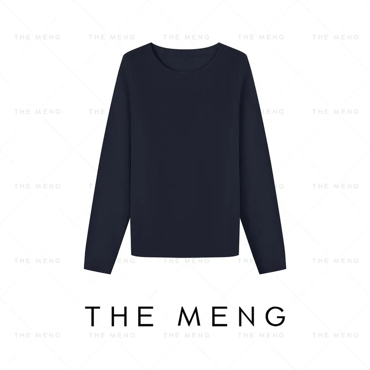 THE MENG【雾谷】天丝亚麻简约气质圆领长袖套头毛衣#M243E0261