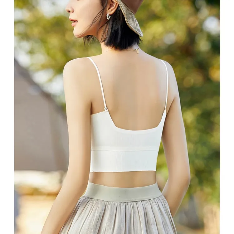 曼娜莎网红短款美背内衣女文胸一体式吊带背心内搭打底美背防走光
