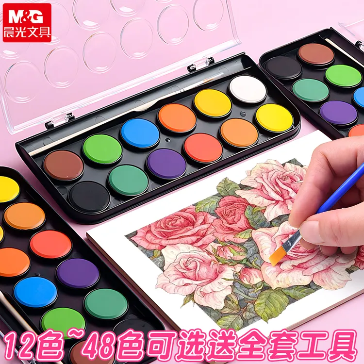 晨光固体颜料鲜艳颜料套装水彩画工具专业美术固体鲜艳颜料可拆卸商品图