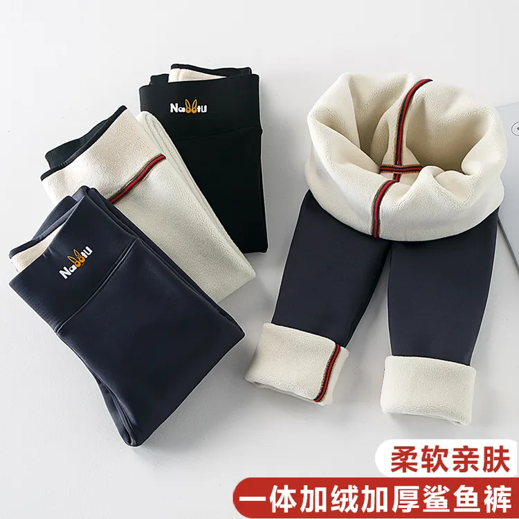 女童加绒加厚鲨鱼裤外穿儿童加绒长裤打底裤冬季加绒瑜伽百搭裤子