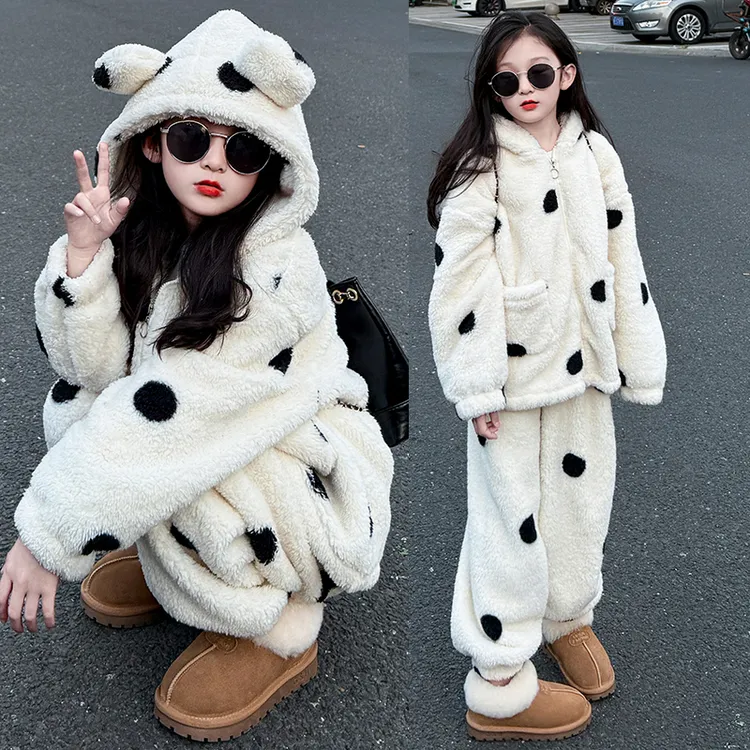 女童睡衣秋冬款儿童女孩加绒加厚冬季套装大童珊瑚法兰绒家居服女