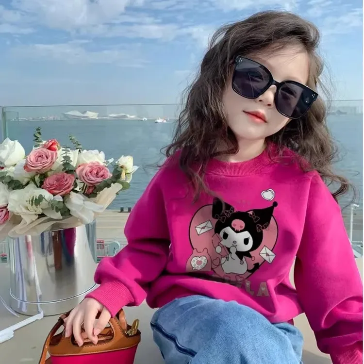 库洛米女童秋冬卫衣2025新款中大童女孩长袖卡通T恤时髦上衣儿童