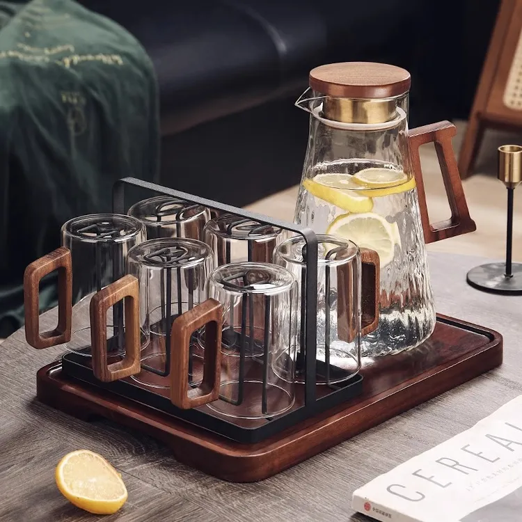 大容量高颜值玻璃水杯家用耐高温茶杯茶壶透明全套喝水杯子凉水杯