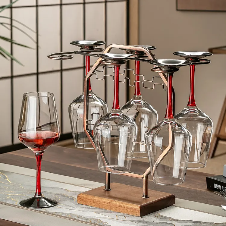 家用高级感红酒杯醒酒器套装高颜值葡萄酒杯水晶玻璃高脚杯架酒具
