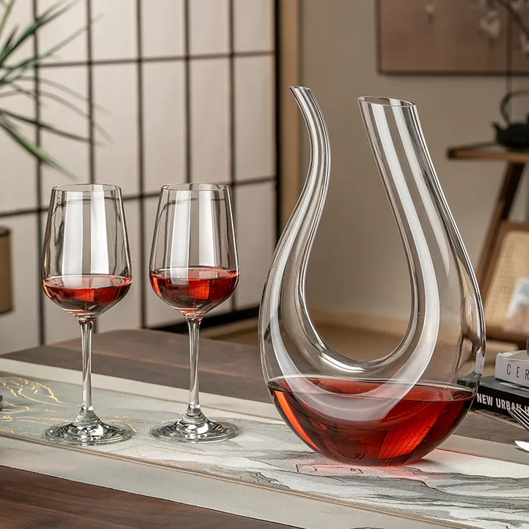 中式水晶玻璃红酒醒酒器高级感葡萄酒分酒器醒酒壶家用醒酒杯摆件