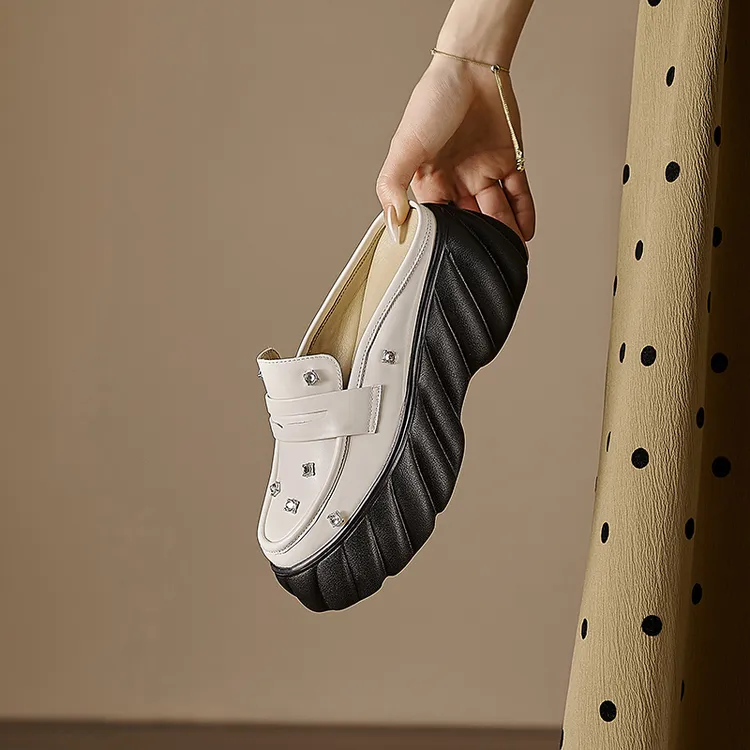 包头拖鞋女厚底松糕穆勒勃肯凉拖2024春夏季百搭真皮小个子半拖鞋