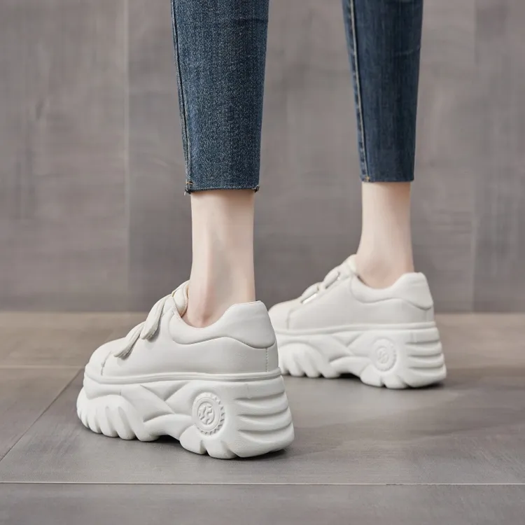 正然小白鞋女厚底松糕鞋2024春季新款ins潮休闲小个子显瘦增高鞋