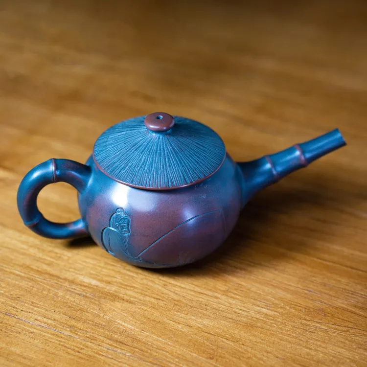 【钦州坭兴陶】108ml陶瓷小渔翁壶小巧精致功夫茶经典古铜色