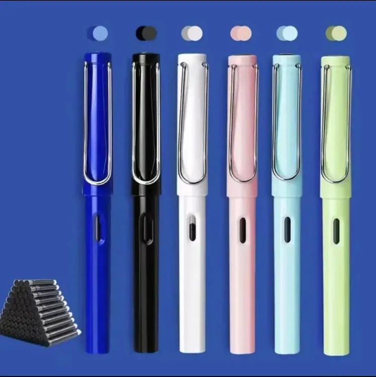 钢笔式中性笔走珠笔子弹头0.5mm《可替换墨囊 蓝色 黑色 墨蓝》