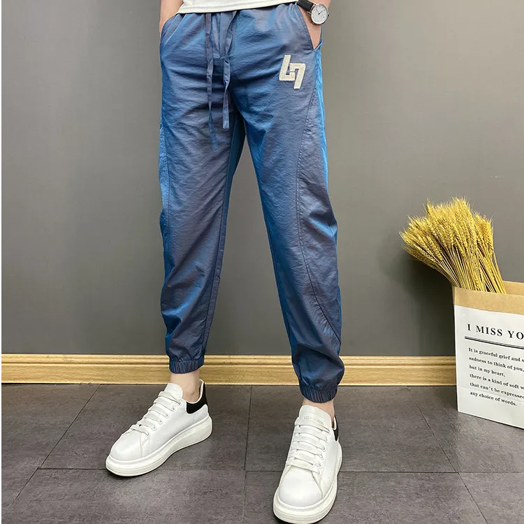 2024年新款夏季潮流韩版百搭速干薄款男士青年修身束脚休闲九分裤