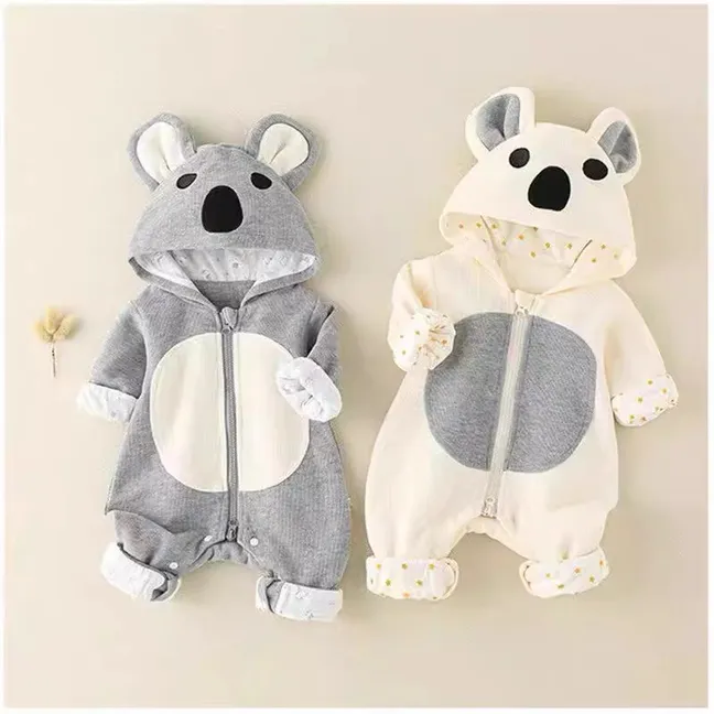 超萌婴儿春秋新品外出服男宝宝春季可爱长袖双层新生儿连体衣春秋