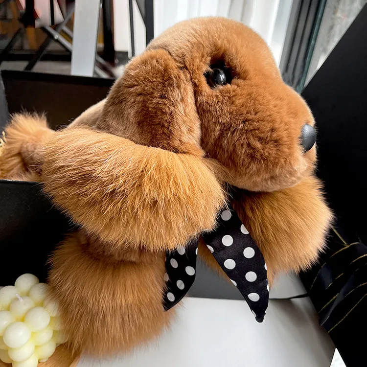 韩版可爱皮草贵宾犬兔毛绒公仔整皮泰迪獭兔毛玩偶轻奢礼物娃娃新