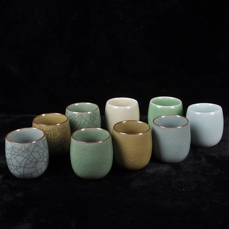 陶瓷茶杯青瓷家用主人杯六色水杯礼品泡茶杯子随手杯待客茶杯