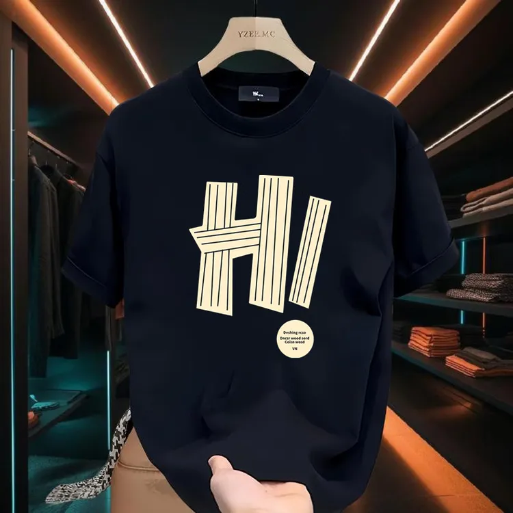 2024新款爆款半袖休闲高档男士短袖t恤夏季纯棉体恤潮牌百搭黑色T