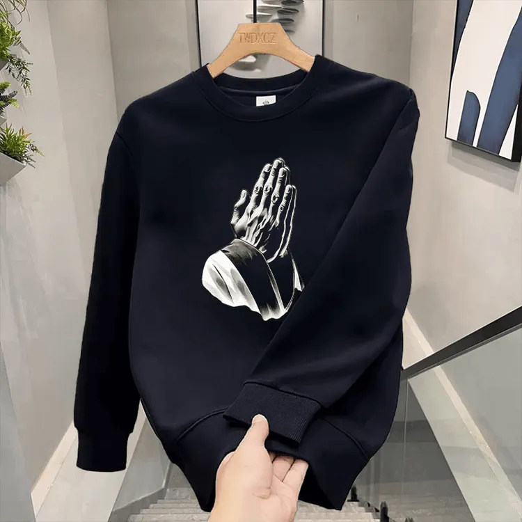 圆领百搭卫衣男士2024年新款潮牌宽松休闲字母男装套头上衣服男款