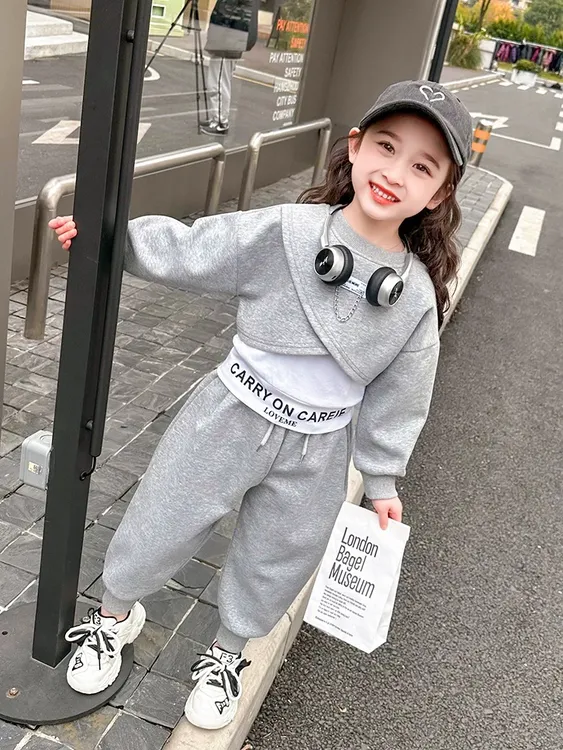 女童春秋装套装2024新款洋气儿童装女孩小童网红时髦春秋季运动服