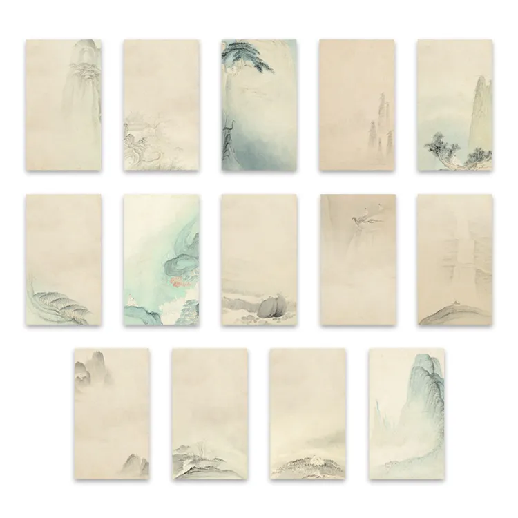 山水禅意笺纸书法作品纸宣纸、绢布两种材质16x28厘米