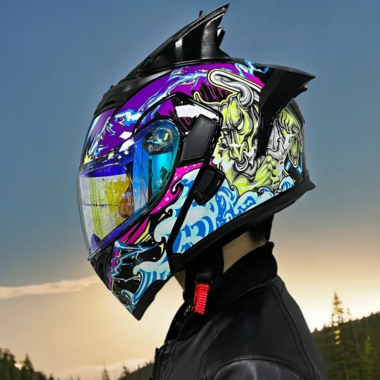 【送蓝牙】JIEKAI捷凯摩托车头盔男女揭面3C认证半全覆机车双镜四季