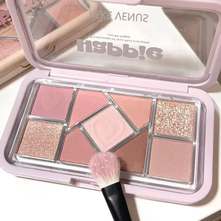 准孕妇小粉框九色眼影盘低饱和大地粉色蓝色珠哑光孕期用腮红眼影