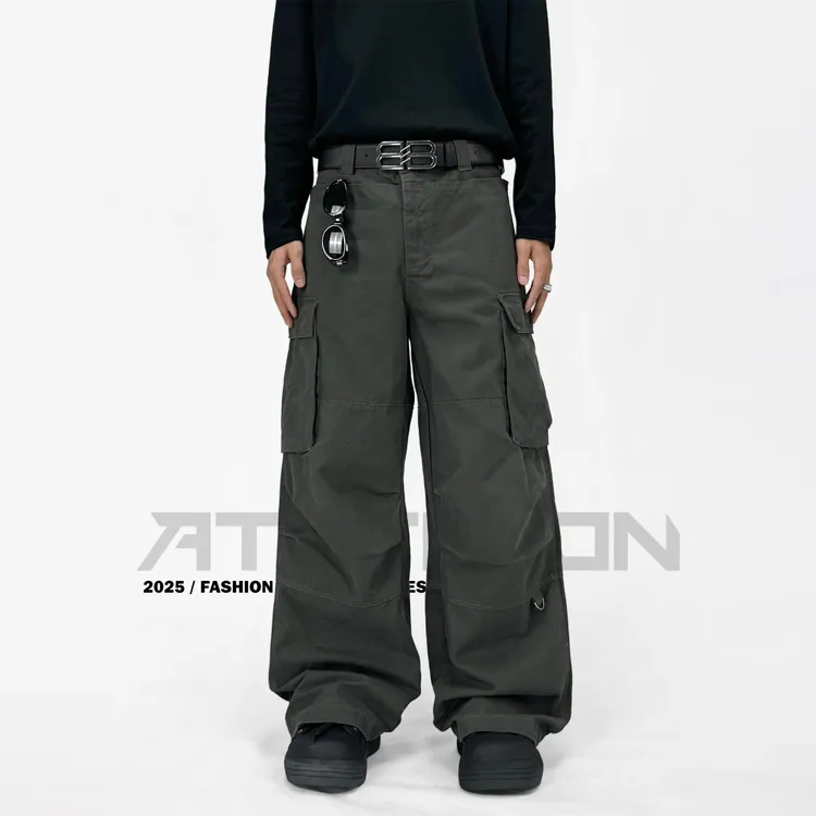 ATSTECON廓形宽松美式复古工装裤男休闲阔腿长裤潮牌