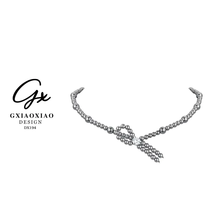 G XIAOXIAO 镀K金 韩式大气时尚简约通勤百搭灰色项链 DX194